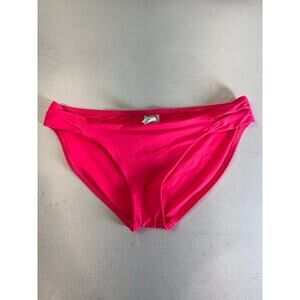 Becca Rebecca Virtue Bikini Bottoms L Hot‎ Pink Side Shirred Swimwear New Flaw